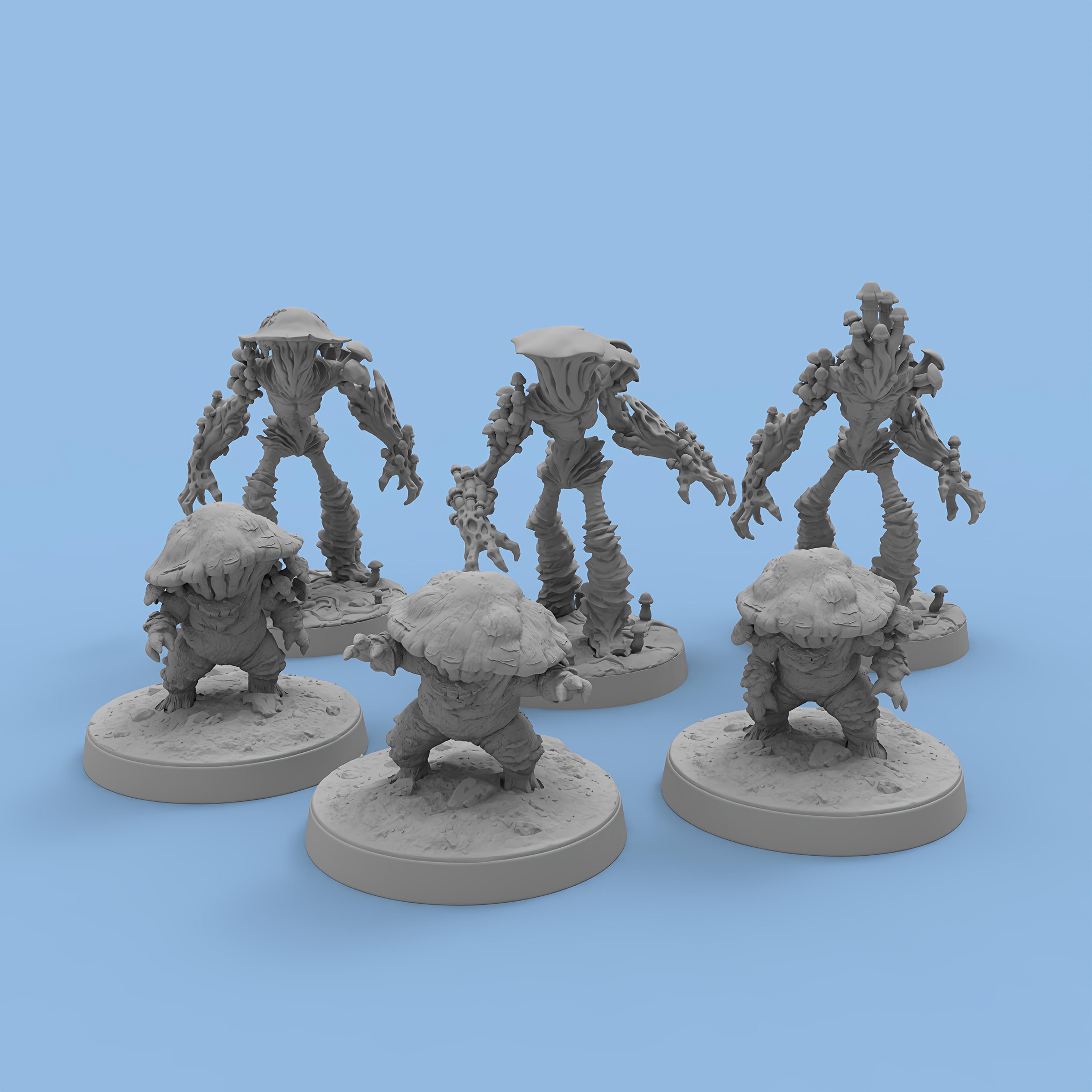 TEMU 6 stuks DND Myconids Volwassen Sprouts Miniatuurmodellen - 3D Geprinte Ongeverfde Plastic Miniaturen voor Dungeons & Dragons, Fantasy