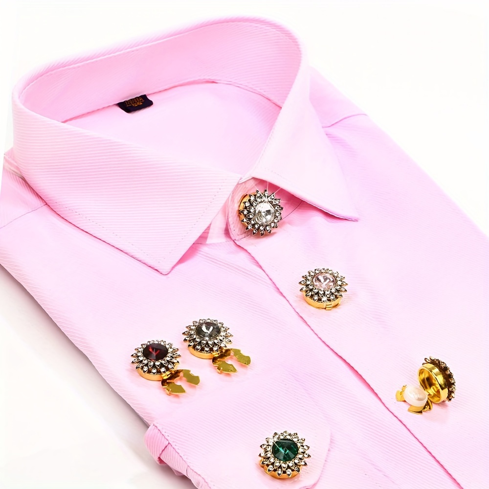 

2pcs Vintage Women's Shirt Button Covers Cufflinks Luxury Rhinestone Baroque Jewelry Button Cover Dress Button Accessories Men Cuff Link Fashion Gifts For Girls