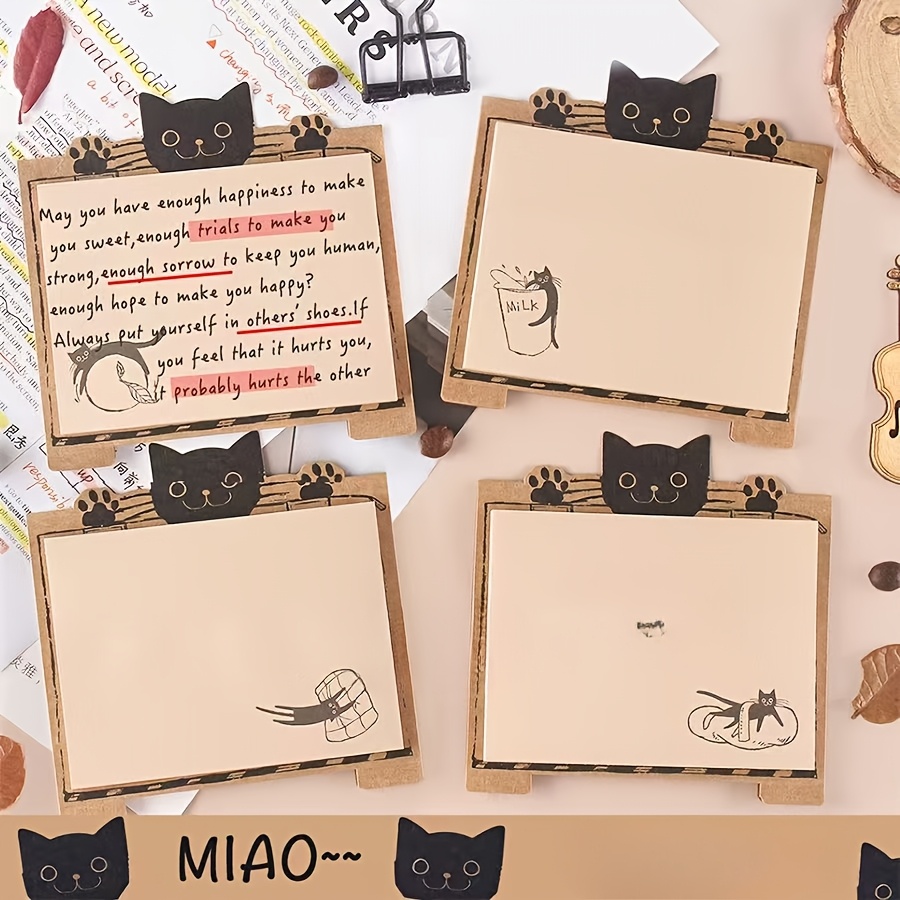 

Bloc-notes adhésif Black , , bloc-notes sur pied, fournitures de bureau mignonnes pour chatons, notes adhésives pour rappels et messages