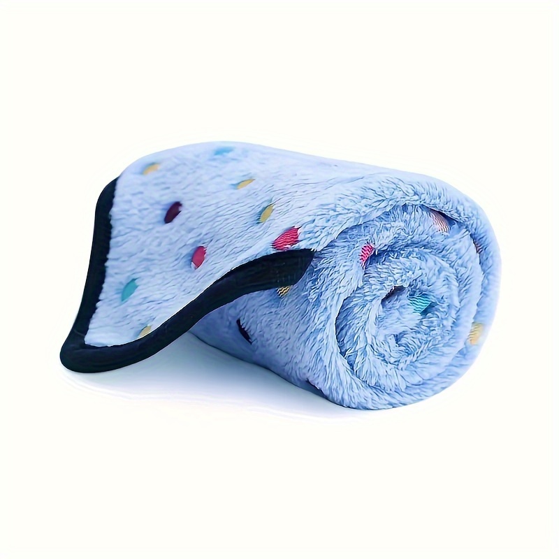 TEMU 1-pack Soft Cozy Plush Dog Blanket With Blue Polka Dots & Colorful Accents - Machine Washable For All Dog Sizes (xs To Xl Breeds)