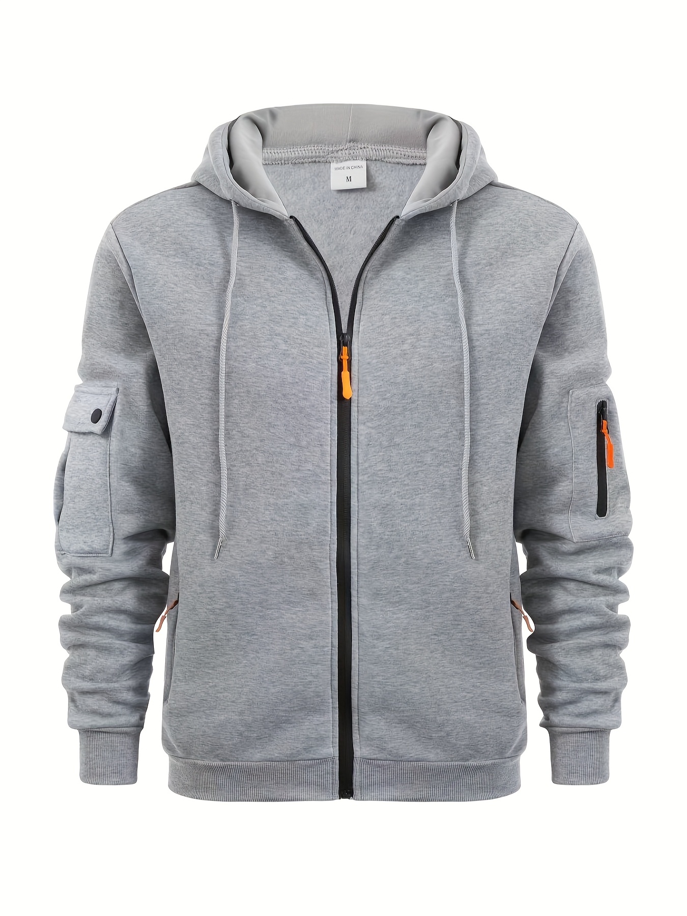 남성용 캐주얼 지퍼업 후드티 포켓 포함 - 통기성 폴리에스테르, 야외 활동 및 스포츠에 완벽, 풀 지퍼 후드티