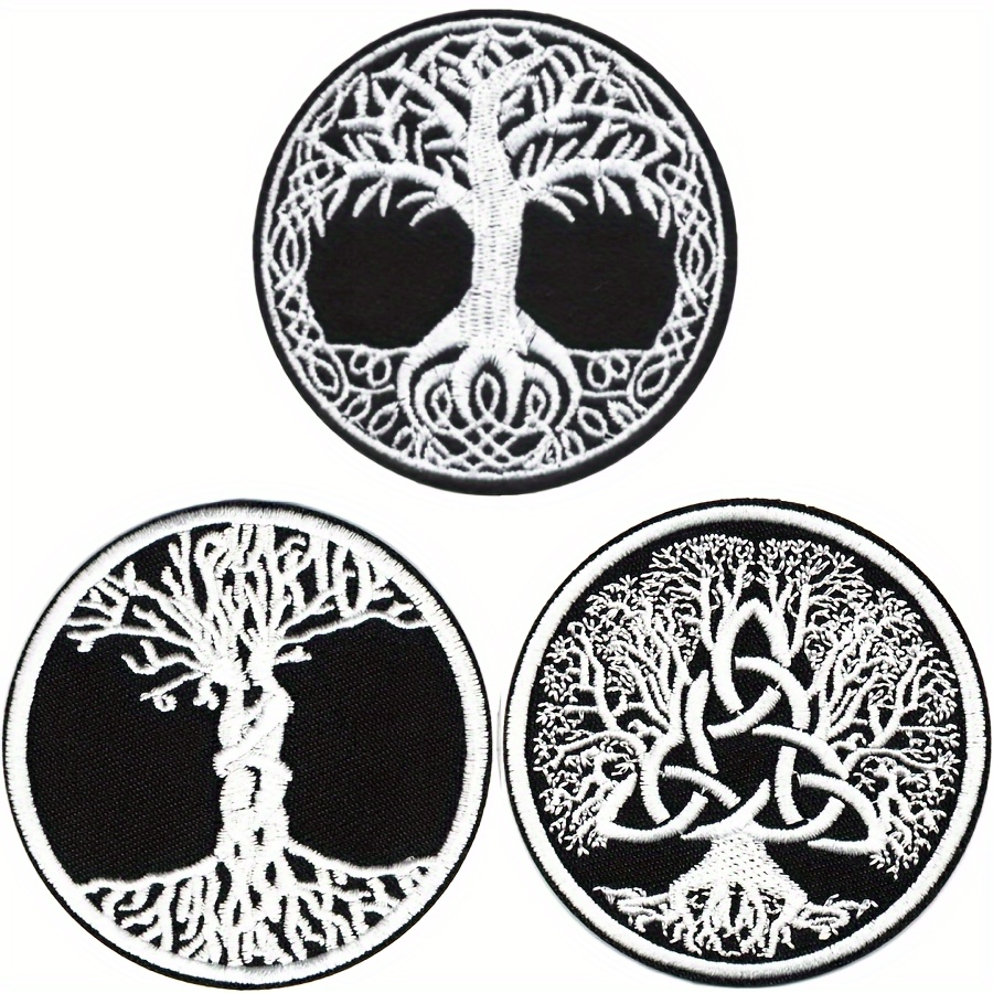 

3pcs Tree World Tree Patches For Men, Iron On Badges For Clothing, Hats, Backpacks, Shoe, Hat