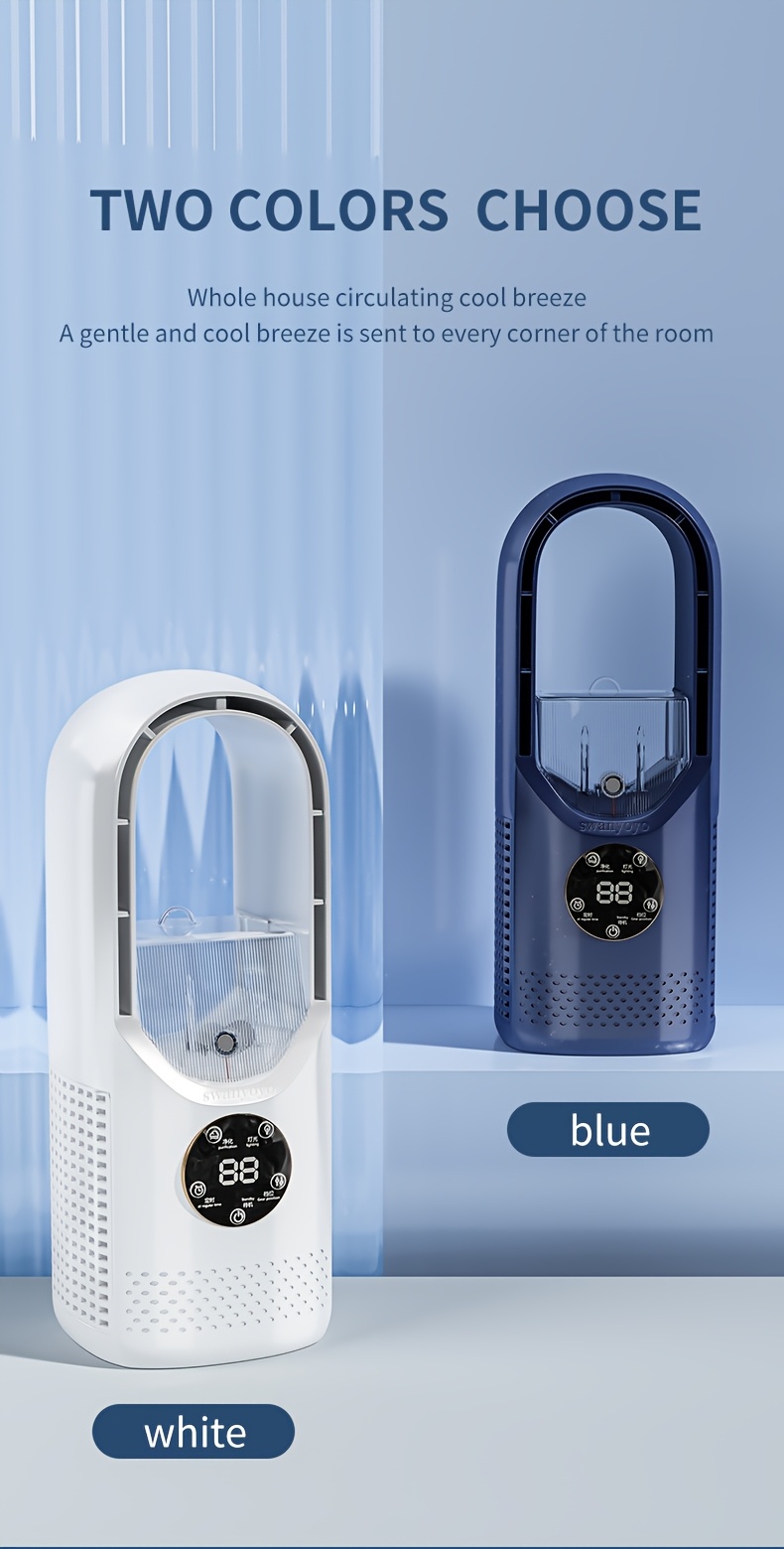 portable air conditioning fan usb tower fan desktop bladeless fan with water     led ambient light timer and smart       camping and   Product details 12