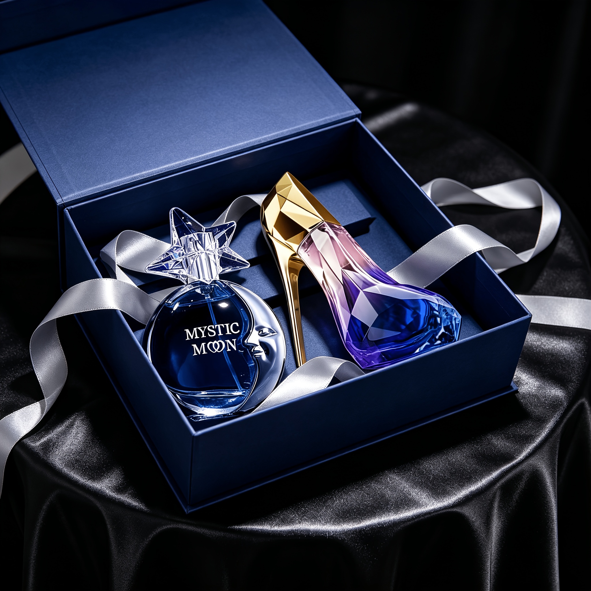 Image of 2pcs Dream Star Moon Women's Perfume Set | Hair Perfume | 50ml Moon-shaped Perfume + 30ml Gradient Purple High Heel Perfume Fruity Long Lasting Suitable For Commuting Dating Party
