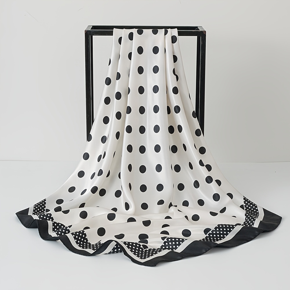 TEMU 90x90cm Large Printed Polka Dot Square Scarf, Scarf, Headscarf, Suitable For , Beach Travel Vacation Bohemian Style, Perfect For Daily Wear,