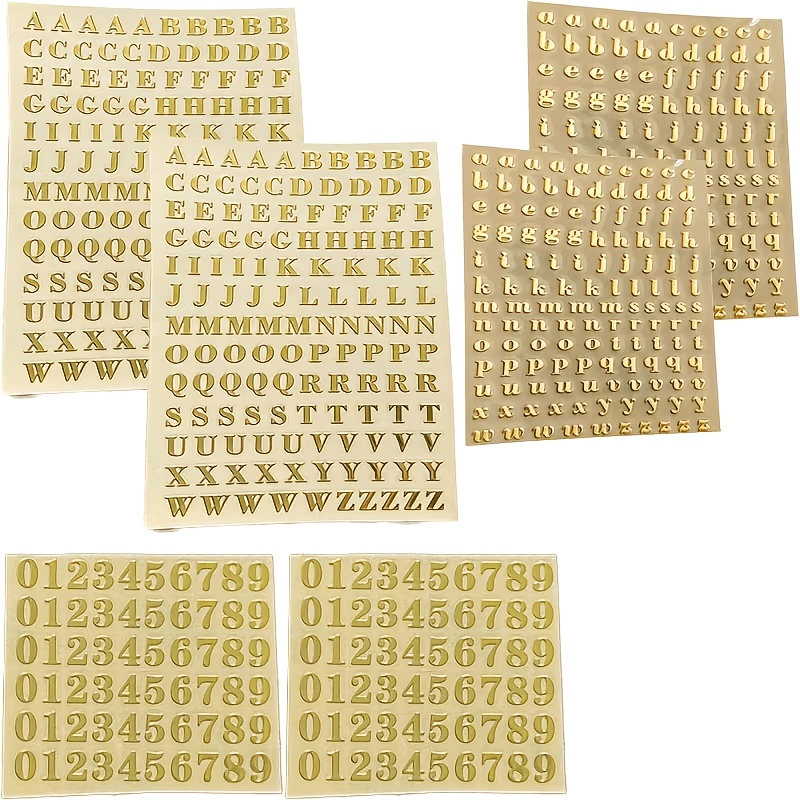 TEMU 640pcs Mini Autocollants Lettres et Chiffres Dorés, Mini Autocollants Lettres Auto-Adhésifs, Autocollants Lettres et Chiffres Scintillants, pour