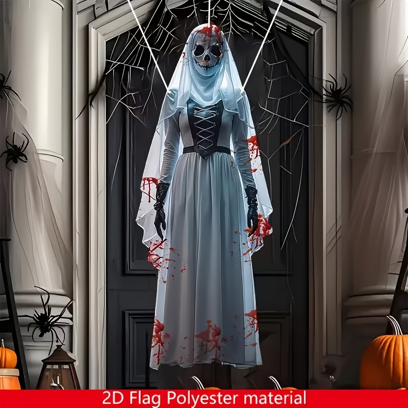 2d Flat Halloween Scary Bride Hanging Decoration, Perfect For Halloween Party Decor, Haunted House Decor