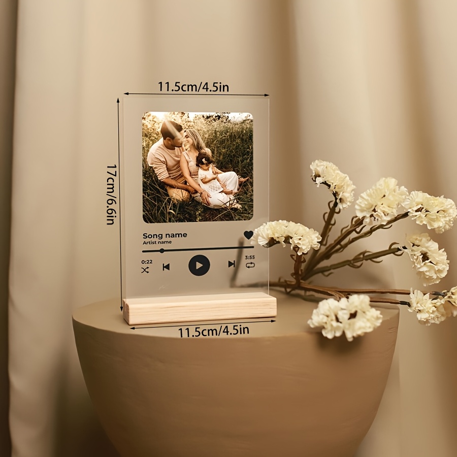 Image of 1pc Personalized Acrylic Photo & Music Plaque Gift - Customizable With Options, High-quality Durable Acrylic, Custom Song/photo Display For Birthdays, Anniversaries, Keepsake