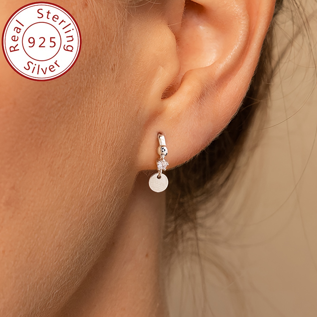 

Elegant 925 Sterling Silvery Round Sequin Dangle Earrings - Hypoallergenic, & Vacation Wear, Ideal Valentine's Gift