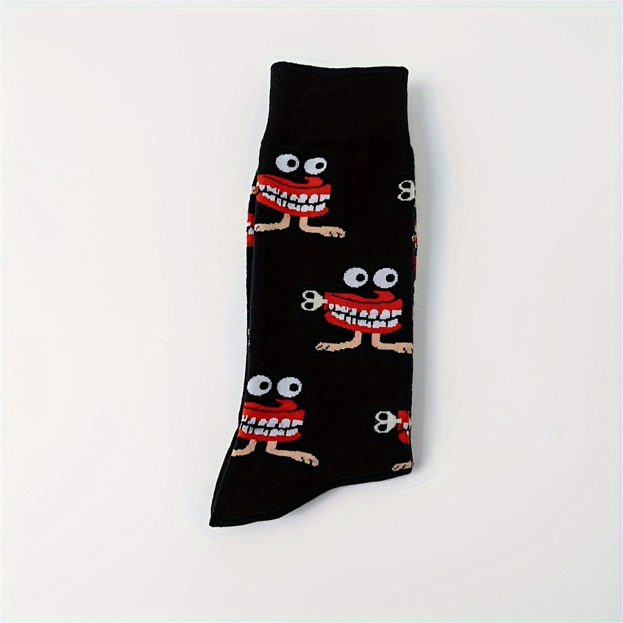 A Pair Men's Funny Pattern Novelty Crew Socks Cotton Knitted - Temu