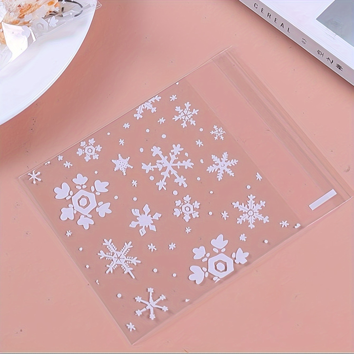 

100pcs Snowflake Pattern Plastic Opp Bags For Packaging Accessories, Gifts, Etc., Baking Bags