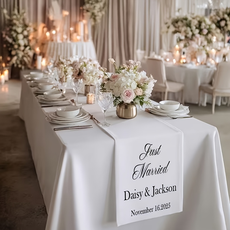TEMU Custom Table Runner, Customizable Photo Wedding Table Runner, And Guest Personalized Identification, Photo Customization, Banner Usable For