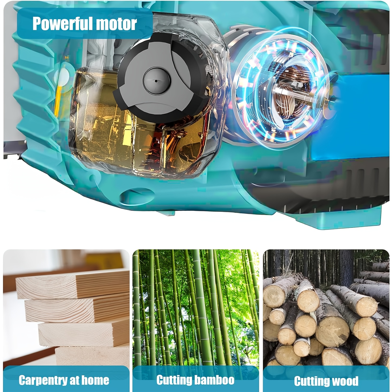 Безчетков верижен трион 18V, съвместим с батерия Makita DUC307ZX2 18V, 30.48 см верижен трион с 2x5000mAh батерии, едноръчен трион за градински ножици, секачи и рязане на дърва (без зарядно устройство)