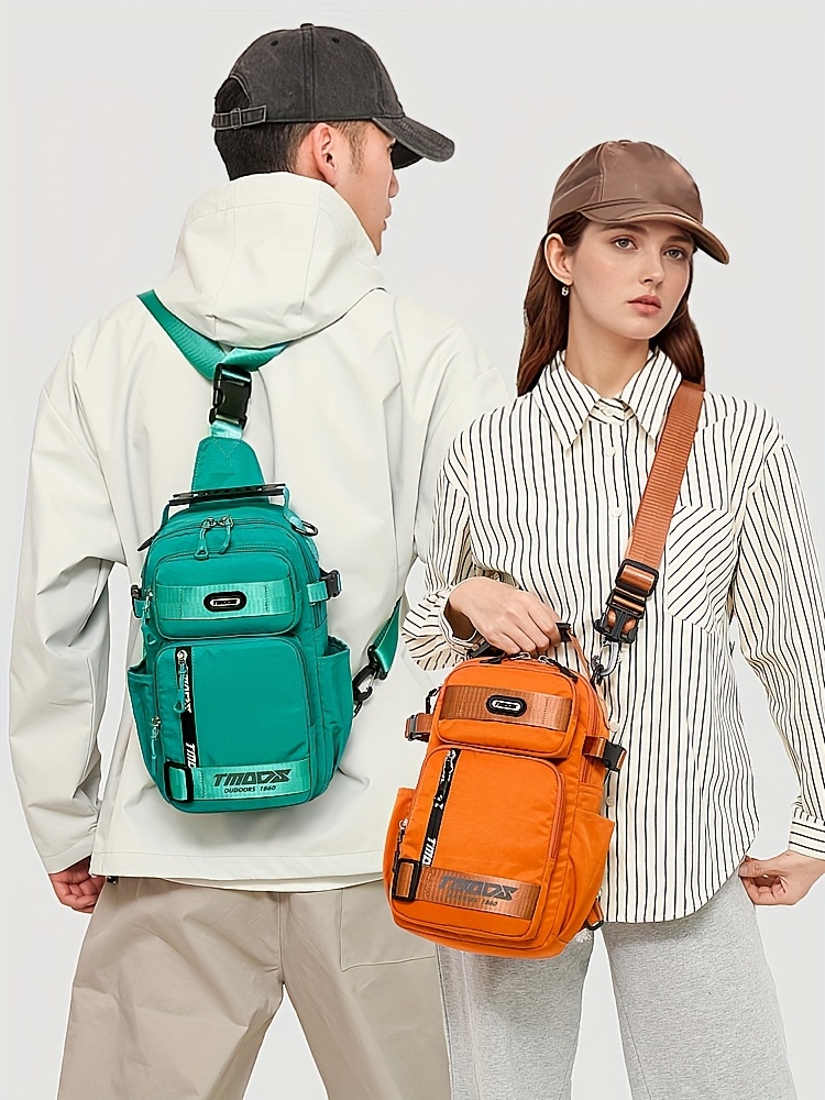 unisex chest backpack large capacity convertible crossbody handheld waist pack with multiple compartments padded shoulder straps waist clip for outdoor hiking gym travel durable casual outdoor bag 18 colors backpack for travel hiking essentials stylish outdoor gear secure zipper closure details 43