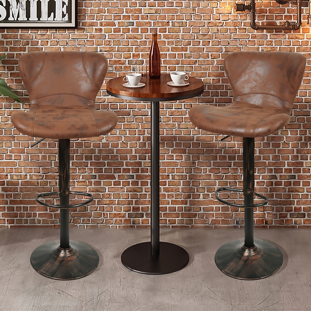 Image of 2 Vintage Industrial Bar Stools, Swivel Function, Seat Dimensions: 47.5 X 34 X 33cm, Adjustable Height 54-76cm
