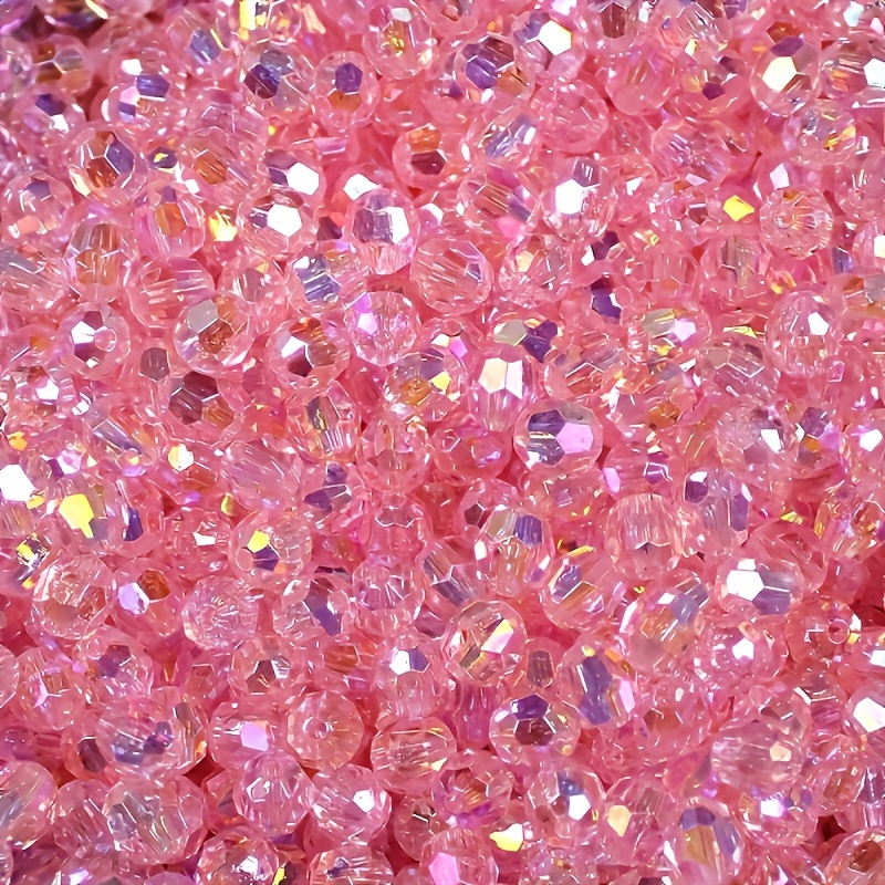 

500pcs 8mm Acrylic Beads - Ab Color Transparent Loose Beads For Making, Bracelets, Necklaces & Craft Supplies