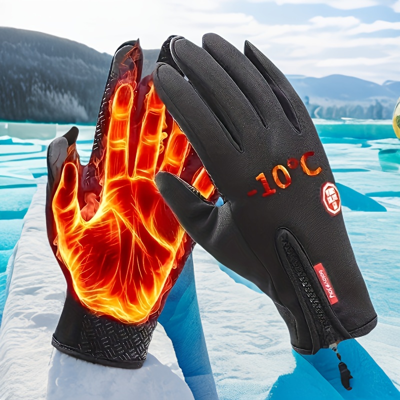 

Touchscreen Thermal Gloves For Outdoor Cycling, Skiing - , Cold-resistant, Zip Closure, Woven Polyester - Halloween, Christmas, Valentine's, Thanksgiving, Autumn & Winter,