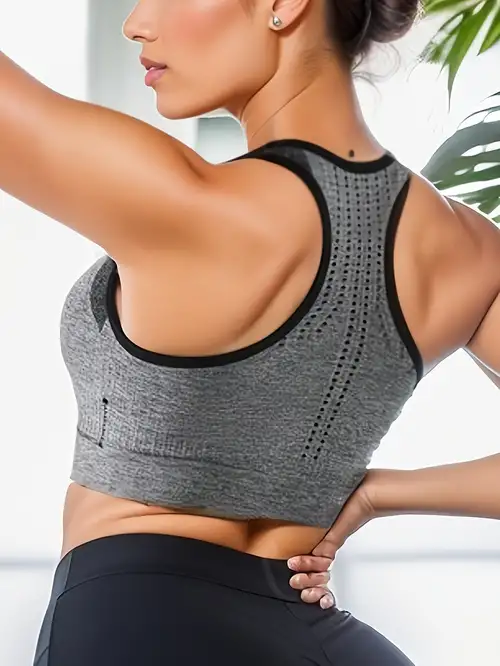 Ribbed Solid Sports Bra Comfy Breathable Yoga Fitness - Temu