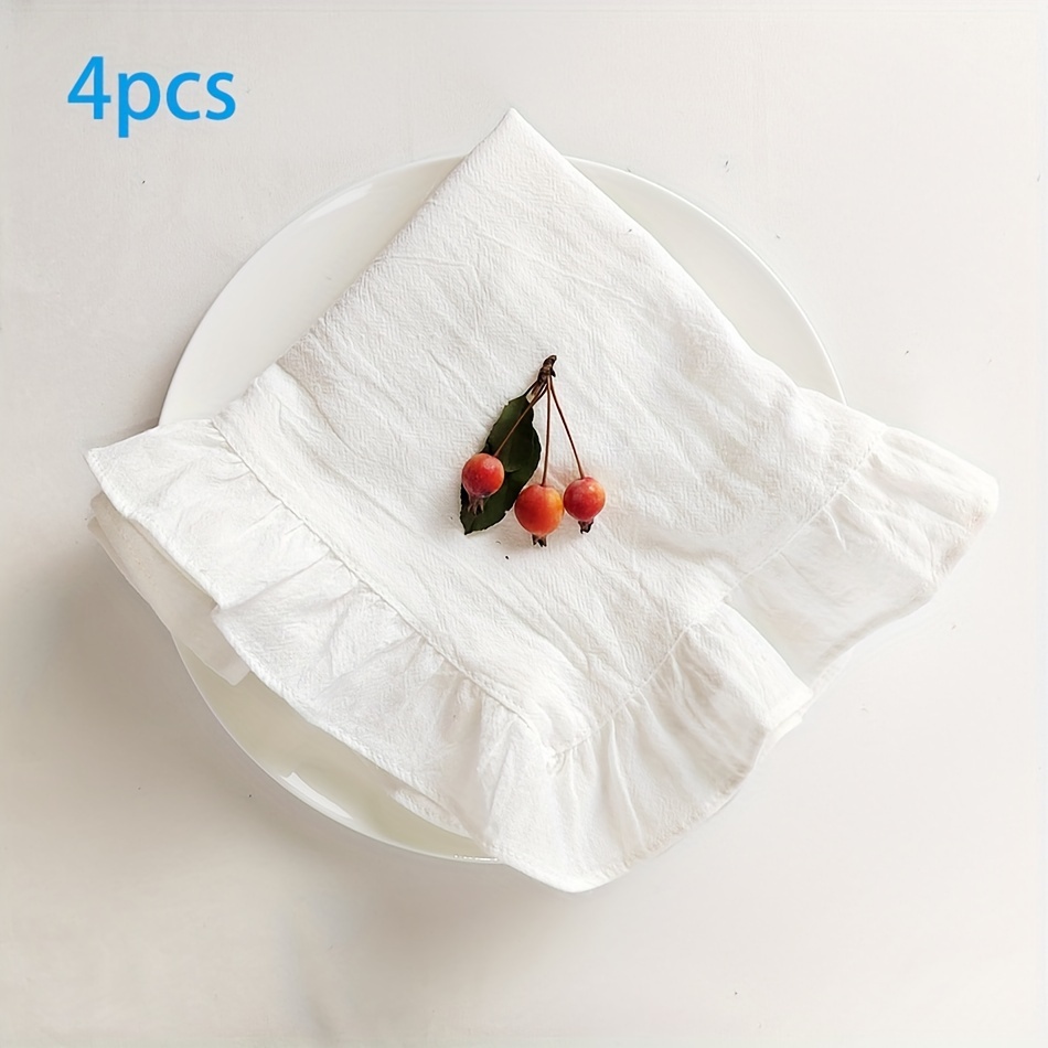 45x45cm Cotton Napkin With Ruffles, Soft And Perfect For Wedding Table Decorations, Party Decor, And Housewarming Gifts