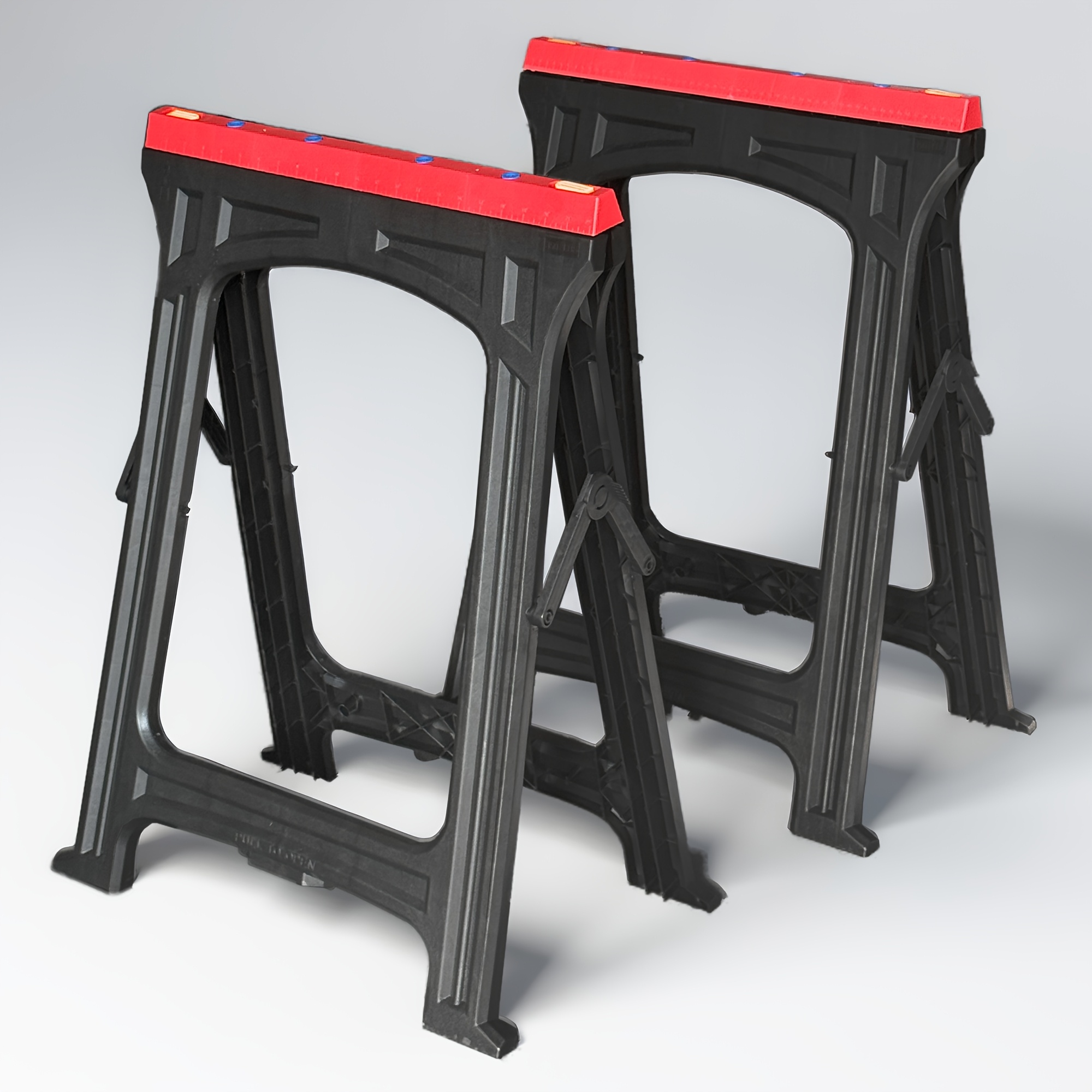 2 Pack Folding Heavy Duty Plastic Saw Horses, 350 lbs Load Each, 700 lbs Total, 1.9" Thick, Portable