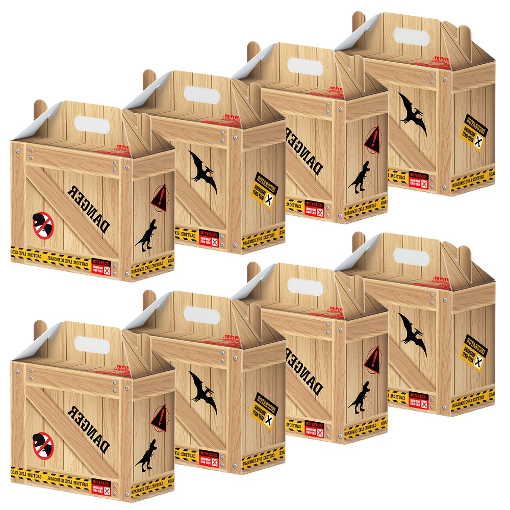 TEMU 16pcs Dinosaur Party Boxes With Dino-themed Dinosaur Patterns (-rex, , Triceratops) - Prehistoric Birthday Decorations Suitable For Dino Party