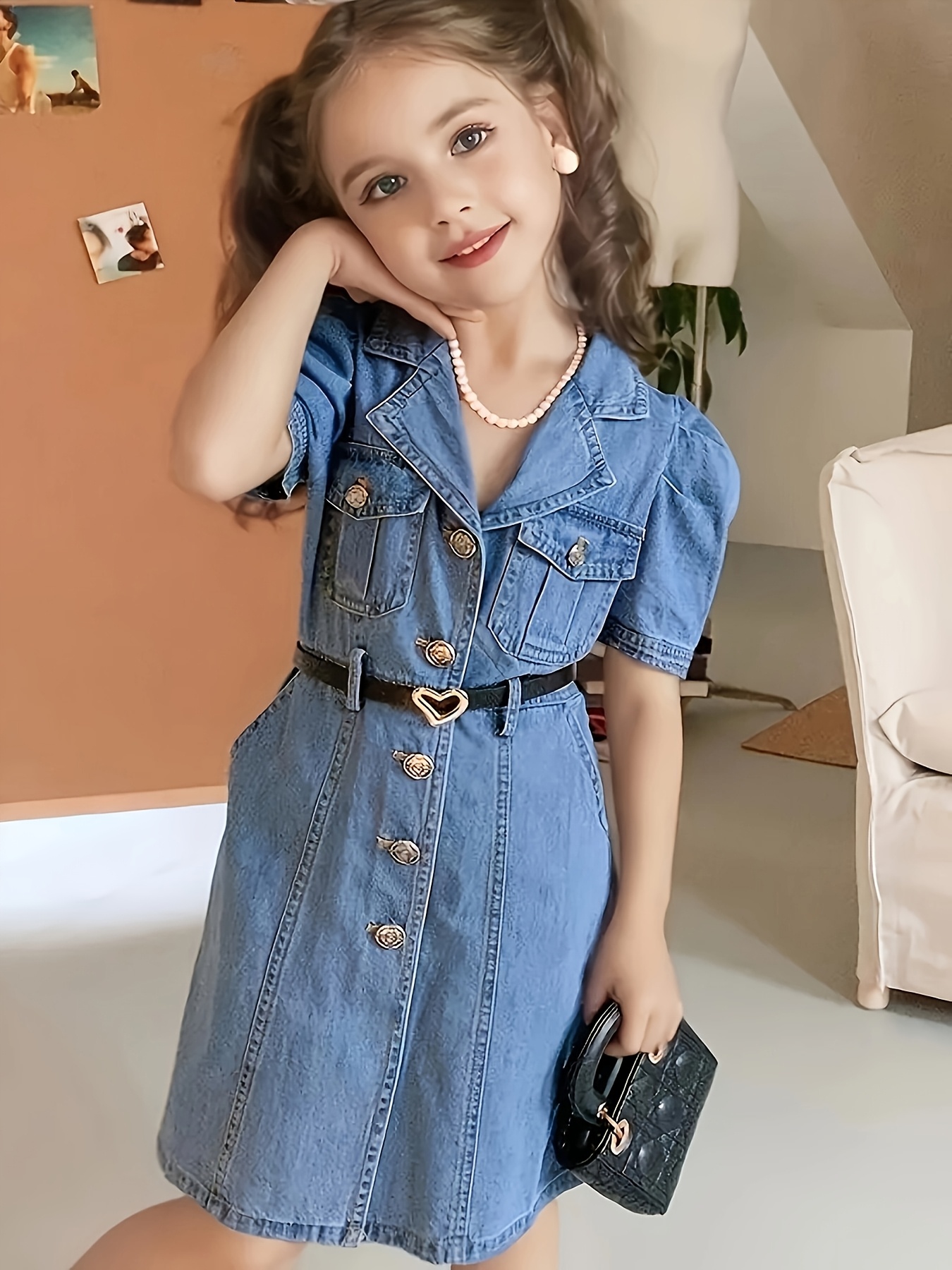 girls denim dress Berrylush Women Solid Blue Off-Shoulder Neck Three-Quarter Sleeve Crep main image 1