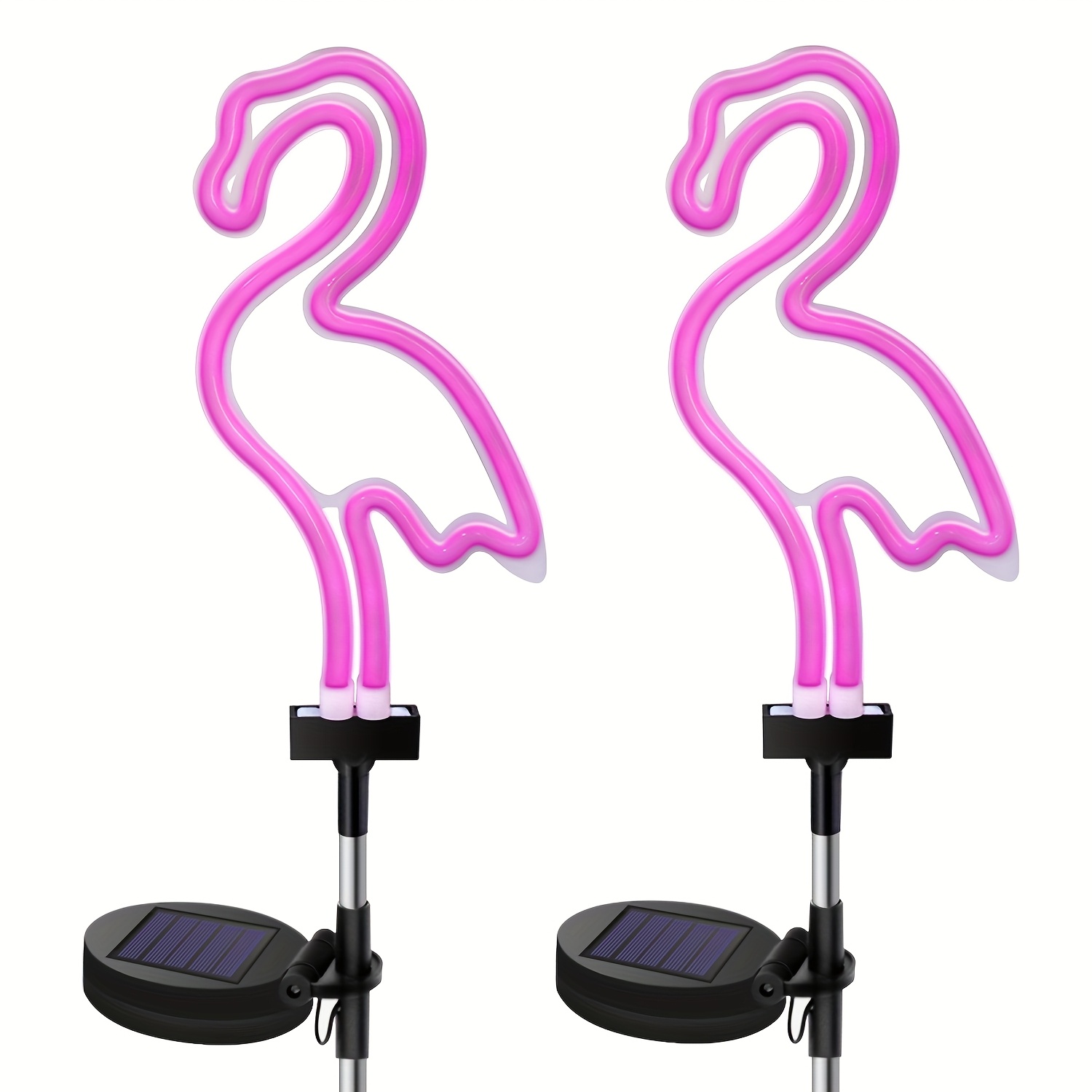 TEMU Set Of 2 Solar Garden Stake Lights, Perfect For Outdoor With Vibrant Pink Hues, Ideal For Lawns, Decks, Patios, And Walkways