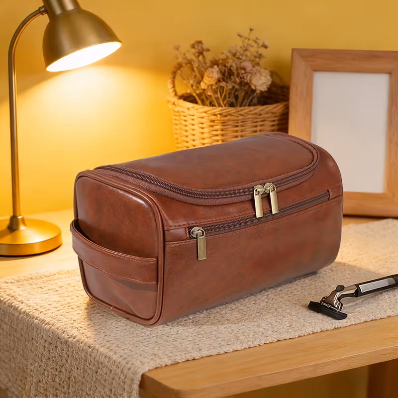 a mens toiletry bag made of high quality durable materials stylish for travel storage suitable for trips beauty and personal care it a great gift for men and used as a hanging makeup bag shaving kit travel toiletry organizer Product details 4