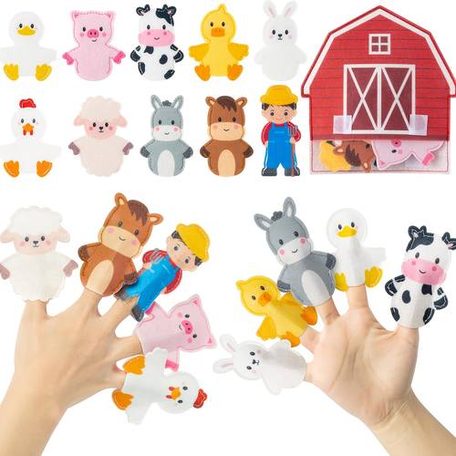 farm animal finger puppets 11 farm felt finger puppets with set gift for kids make your own toy