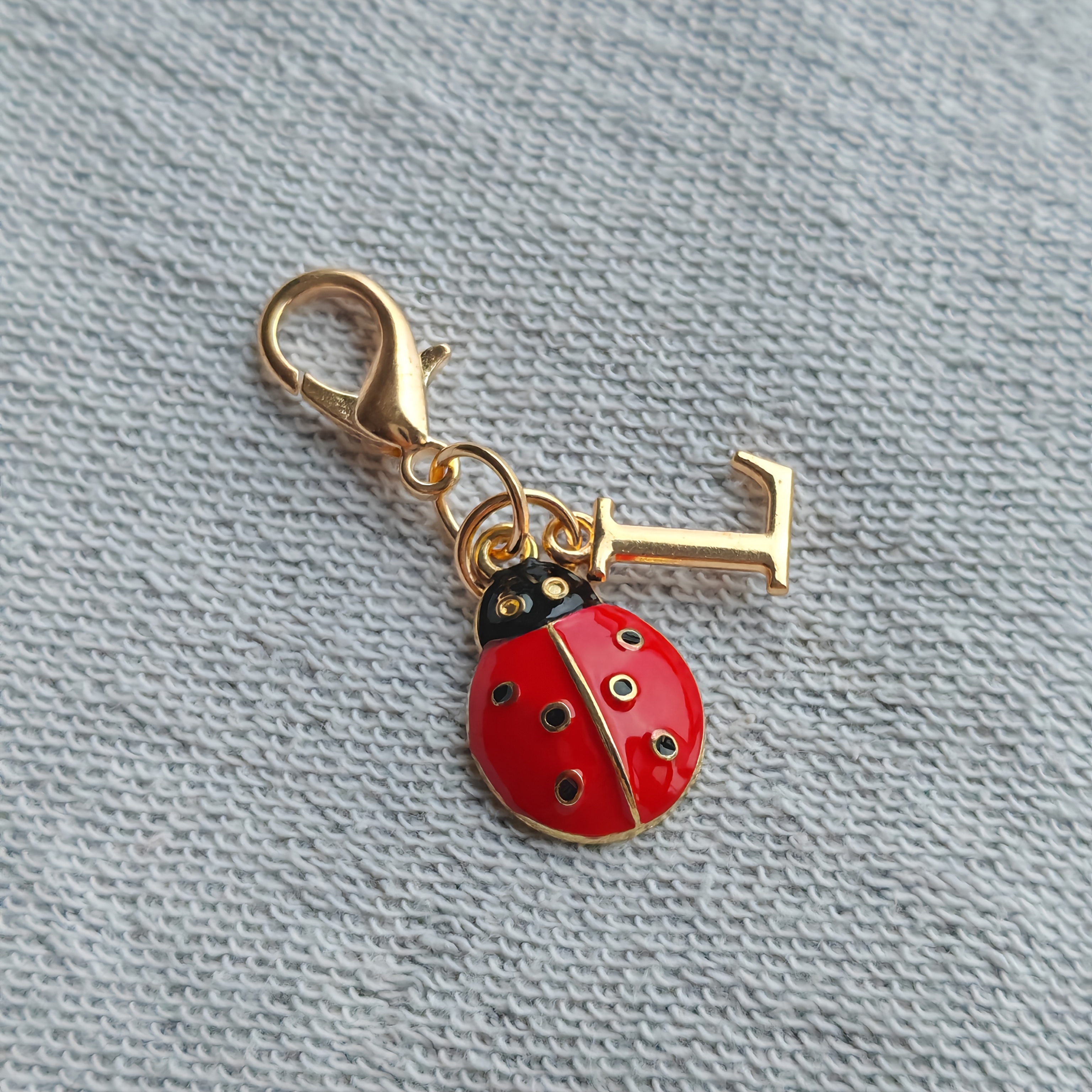 TEMU 1 stuk Schattige Gelukslieveheersbeestje + Gouden Letter Sleutelhanger, Hanger met Initiaal A-Z, Unisex, Koppelstijl, Een Speciaal Cadeau voor