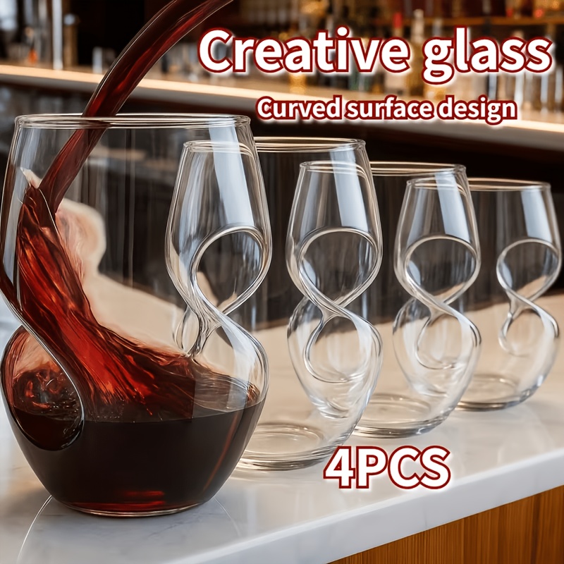 TEMU Stemless Wine Glasses - 16oz Clear Short Wine Glasses Set Of 4/8pack With Finger Indentations - Aerates