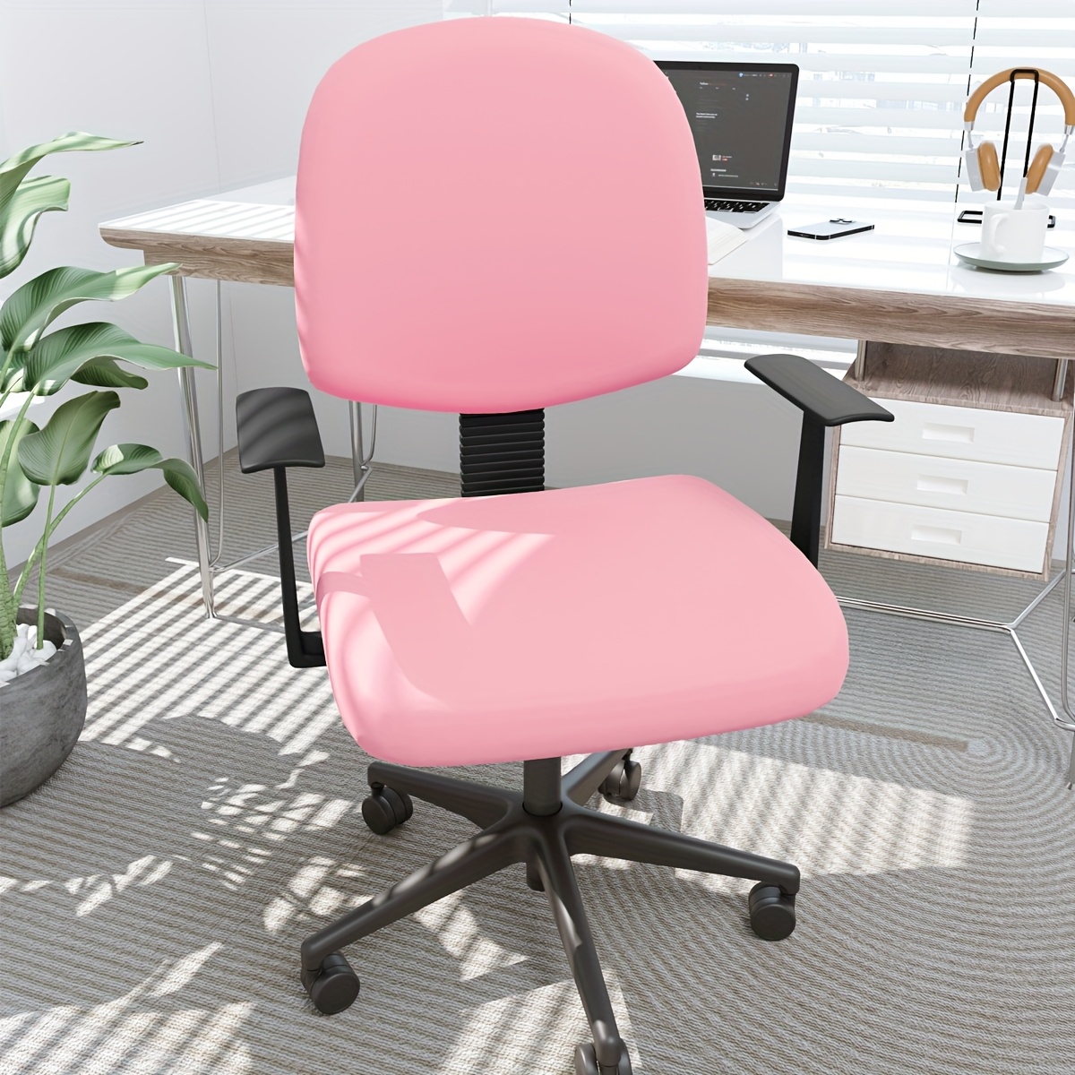 TEMU 2pcs Brushed Slicky Fiber Fabric Stretchable Split Chair Covers For Living Room, Bedroom, And Office Use