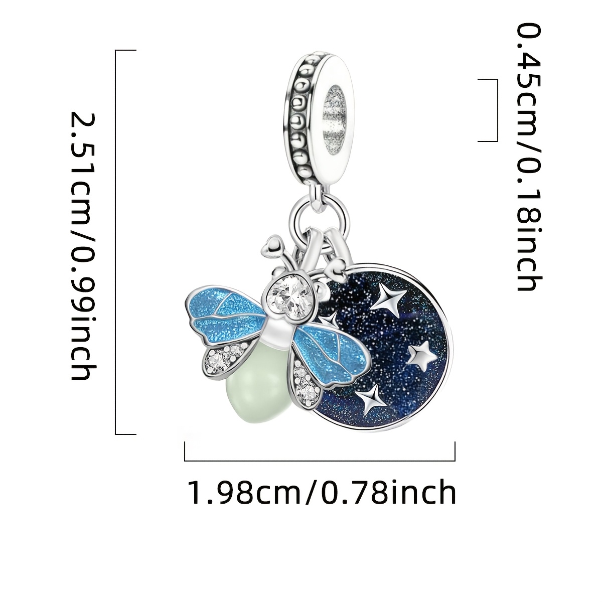 Women's 925 Silver Plated Starry Fireflies DIY Pendant Charm