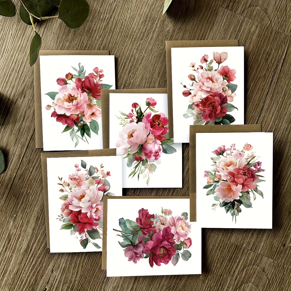 TEMU 12 Watercolor Floral Greeting Cards With Envelopes - Elegant Floral Designs, Perfect For Birthdays, Valentine's Day, Mother's Day, Weddings, And