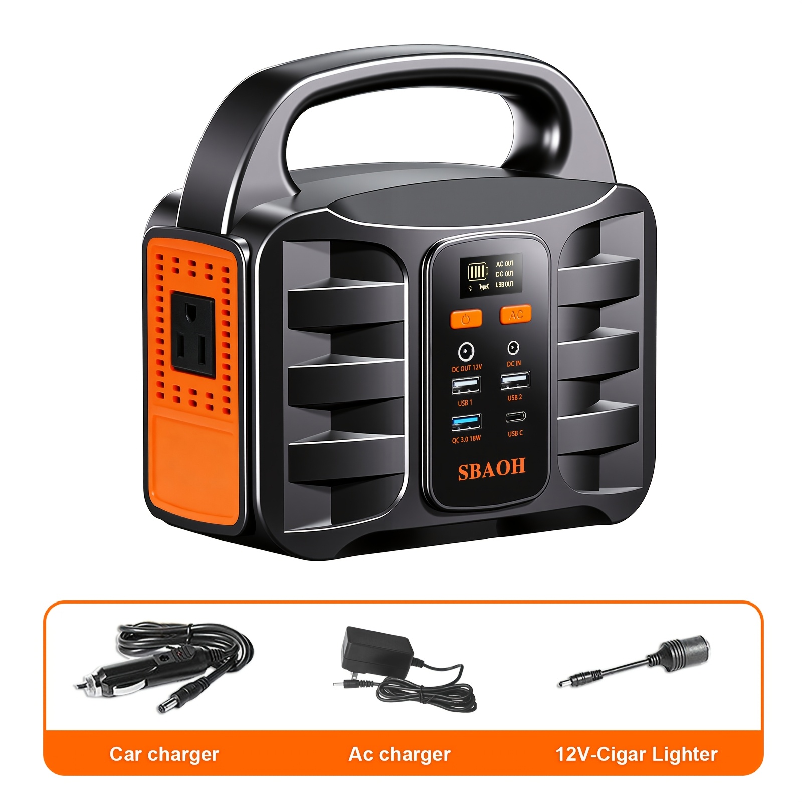 TEMU Sbaoh 150w Portable Power Station 155wh Solar Outdoor Unit Featuring Ac/usb-c Pd/qc3.0/ Outputs, Led Emergency Light Suitable For Outdoor Work/