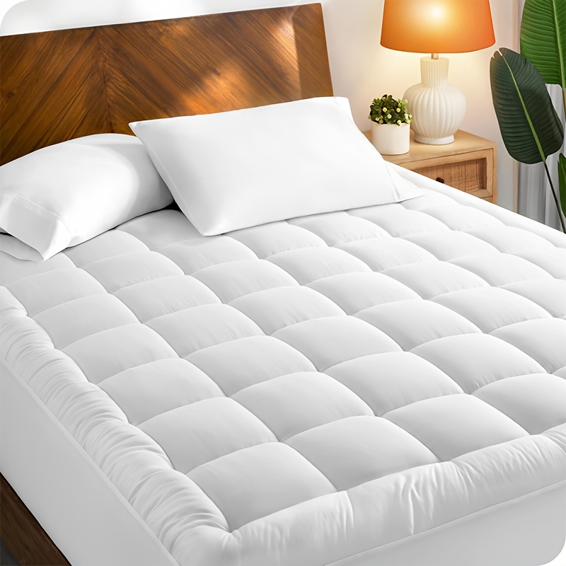 TEMU Quilted Mattress Pad Cover & Protector Suitable For Bed Sizes, Deep Pocket Pillow Top Mattress Cover With Breathable Fluffy , Machine Washable