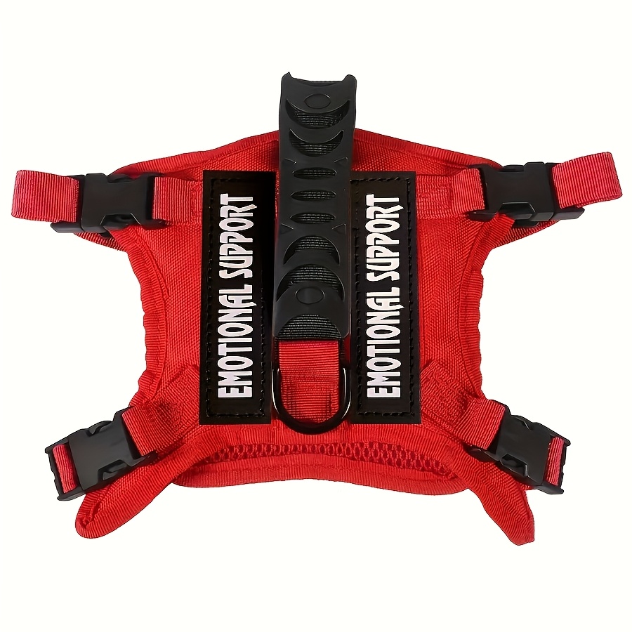 TEMU Harnais ajustable anti-évasion 600D pour animaux de compagnie avec 2 patchs amovibles 'Soutien Émotionnel' - Équipement d'entraînement durable,