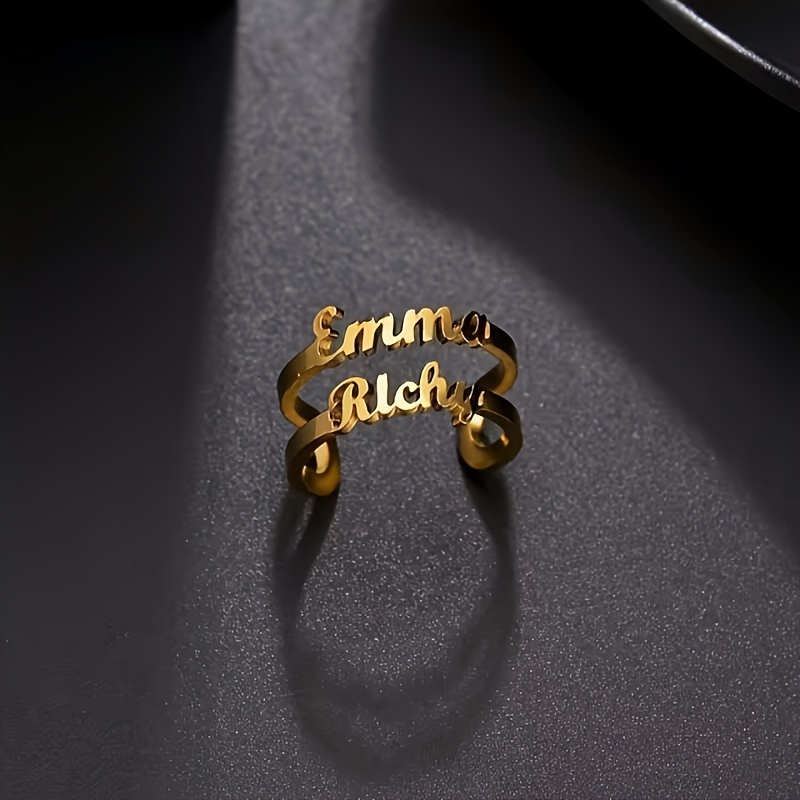 Personalized Family Name Ring & Double Heart with Names
