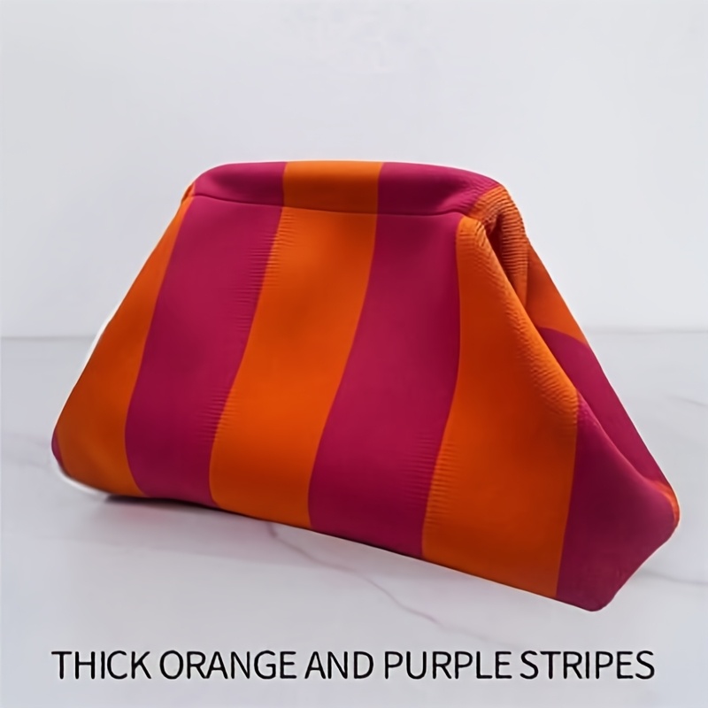 Women' Pattern Striped Handbag, Large Capacity Zipper Design Clutch Bag, Lightweight And Foldable For Daily Work, Makeup, Party, Vacation And Evening Events, Gift For , Valentine's Day Gift