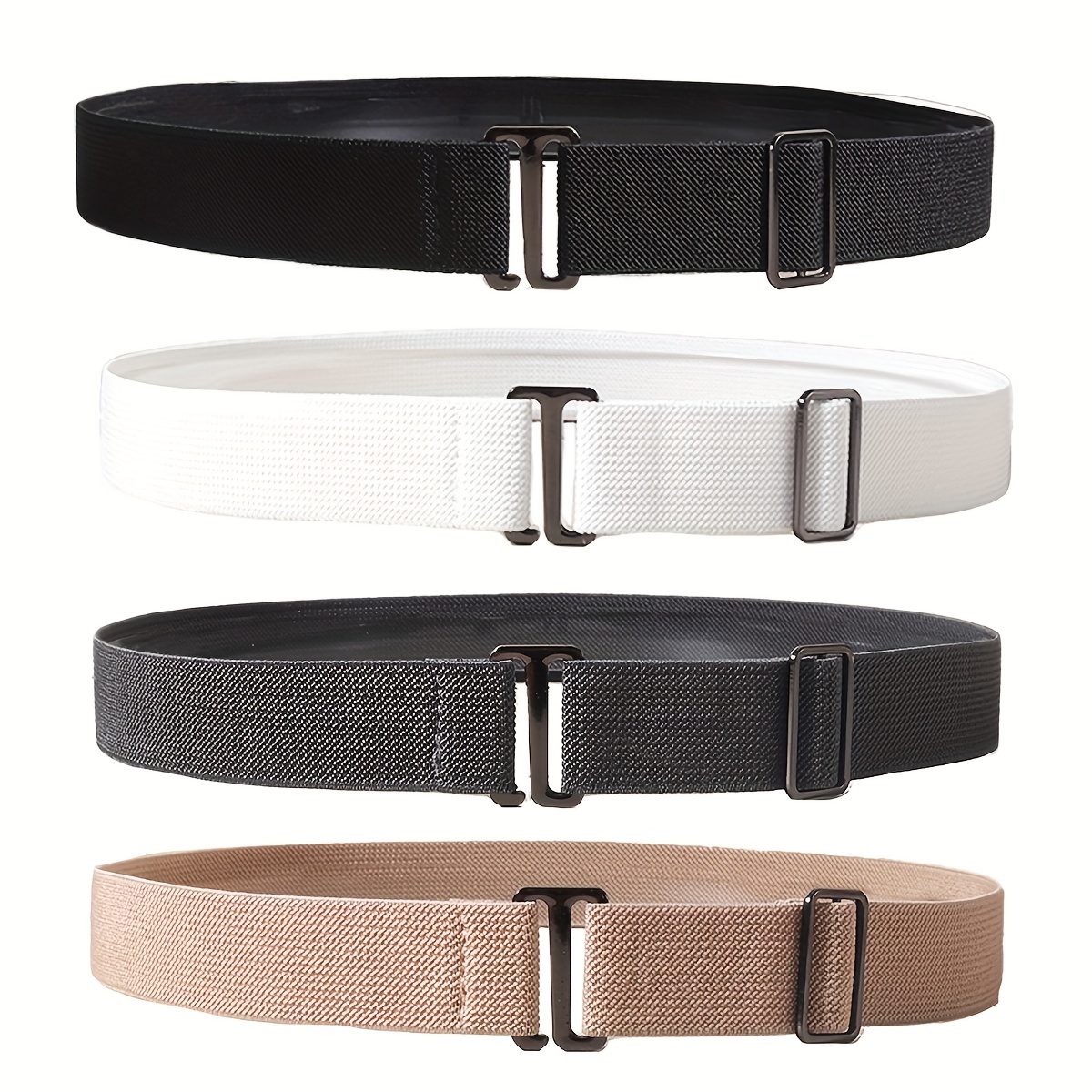 2d Flat, 4pcs Womens Invisible Adjustable Elastic No Show Flat Stretchable Belt For Jeans Pants Dresses