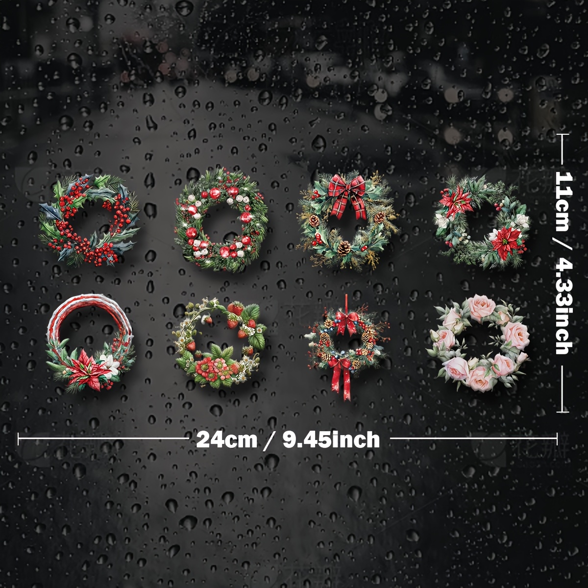 Image of Compatible For Surfaces* Christmas Wreath Uv Transfer Stickers - Scratch-resistant 3 Decoration, Easy & Stick Application, Decals For Diy Crafts, Doors, Walls, (*compatible With, Metal