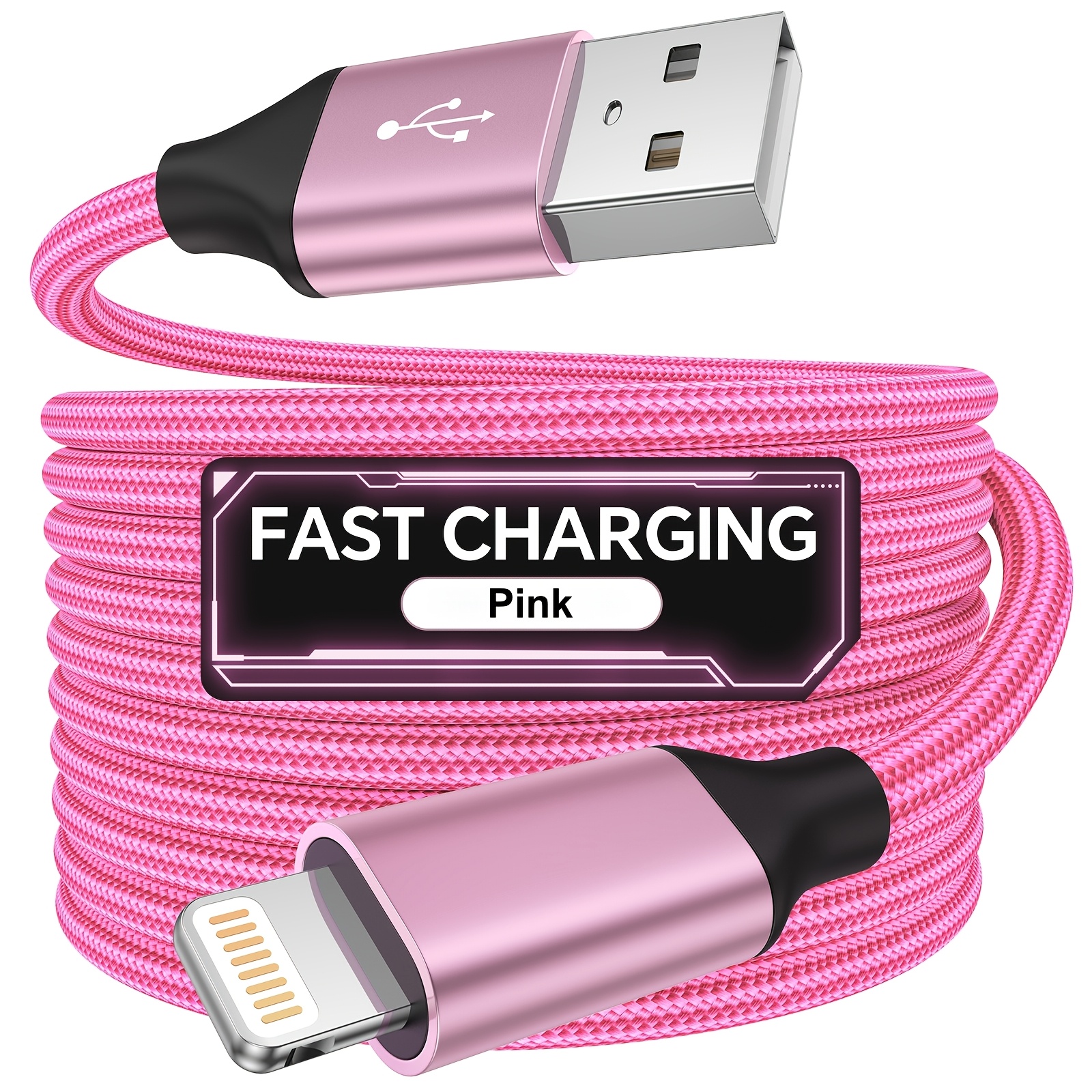 Image of Fast Charging 3.3ft/6.6ft/10ft Usb For Lightning Cable, For Iphone 14 13 12 11 Pro Max Xr Xs X 8 7 6 Plus Se, For Lightning To Usb For Carplay