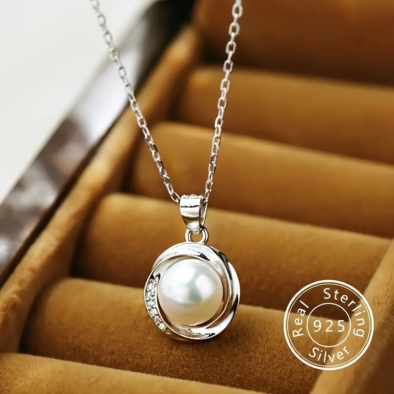 

1pc S925 Pure Silvery Artificial Pendant Necklace Suitable For Women's