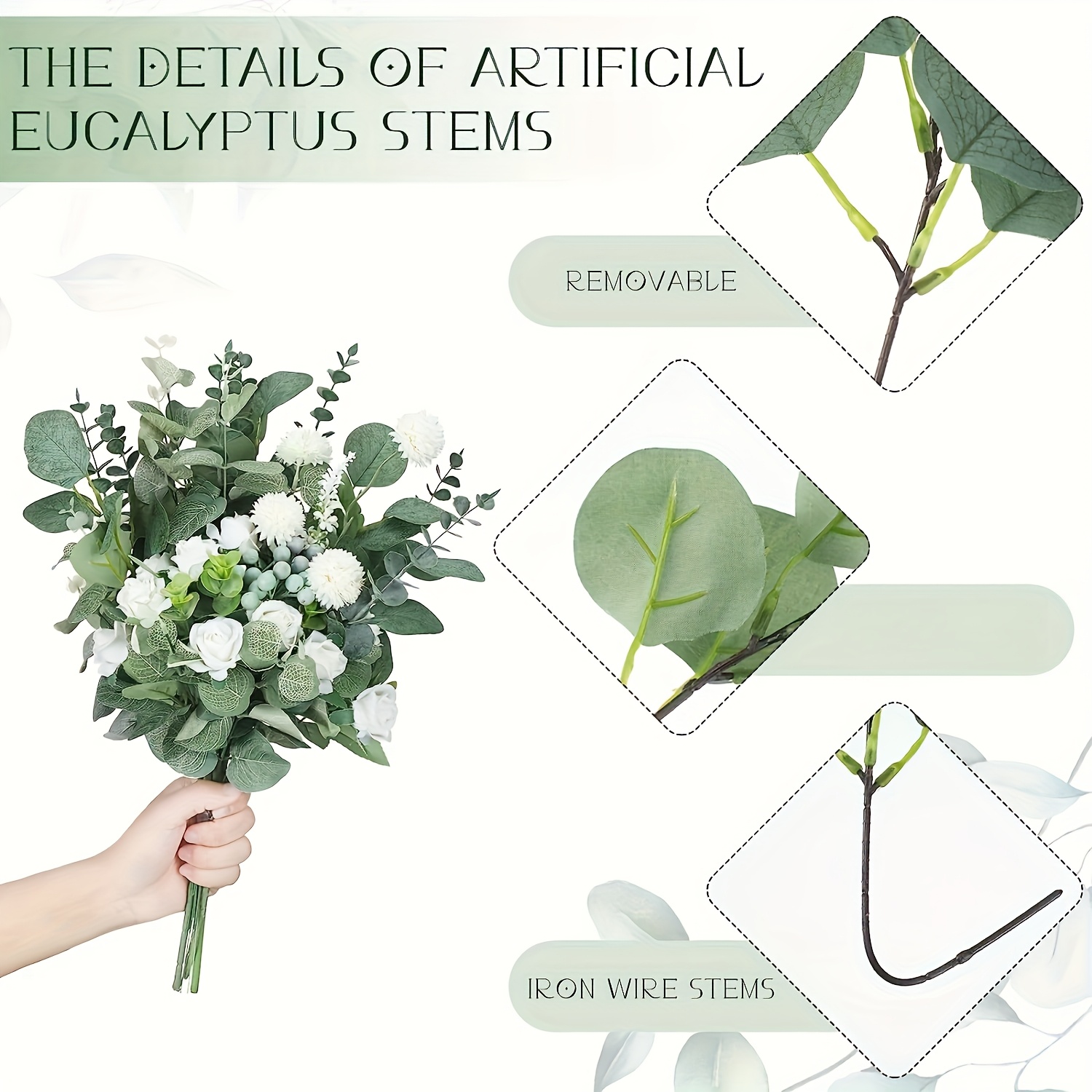 Ramas De Eucalipto Artificial Dorado - 20 Unidades, 38cm, Para Decoración