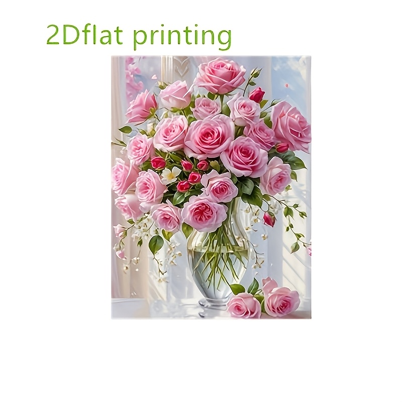 TEMU A 2d Diamond Painting Kit Featuring A Flower Theme, Perfect For Decorating Walls In Offices, Restaurants, Cafes, And Homes, Including Living