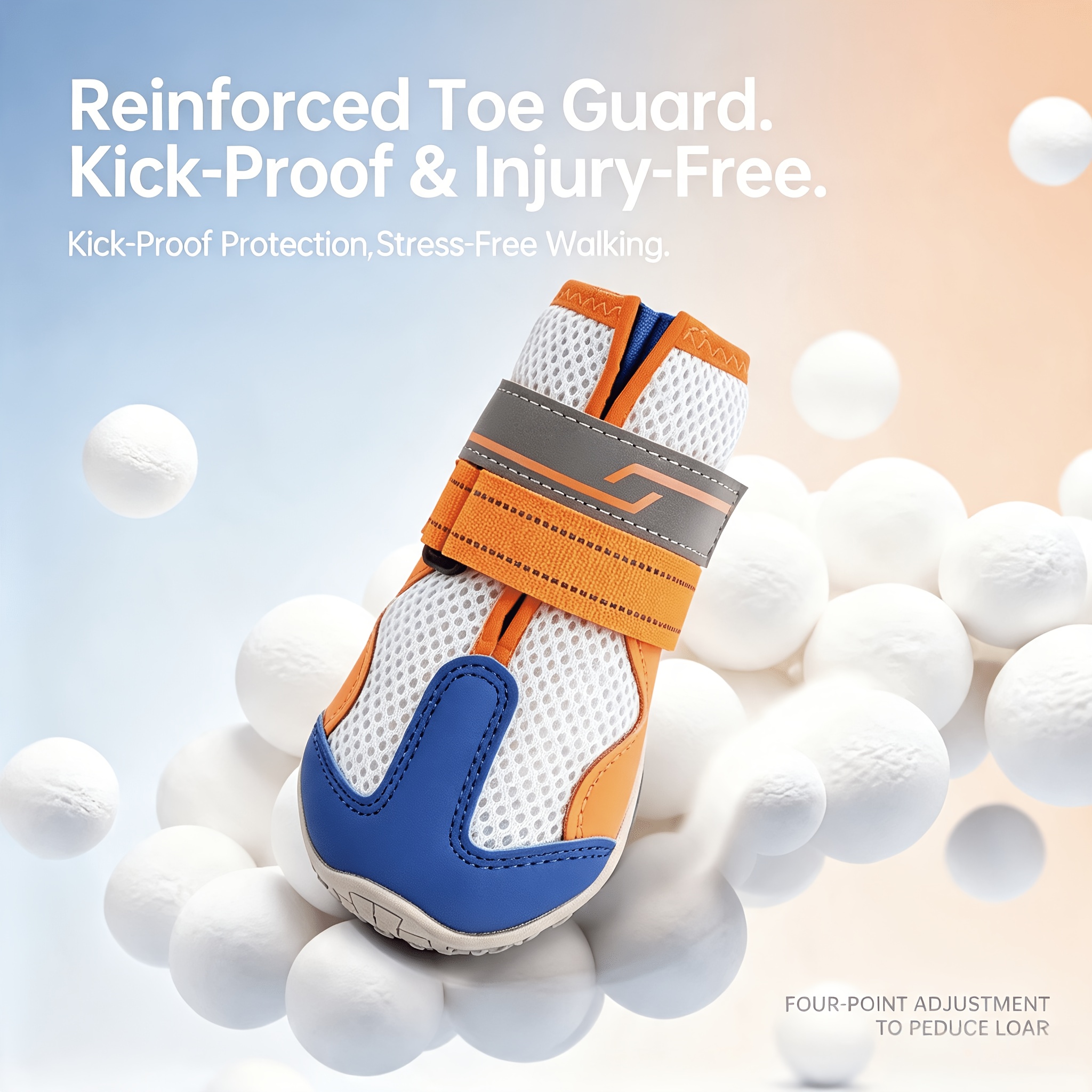 4pcs Orange Dog Boots with Reflective Strips, Non-Slip Design