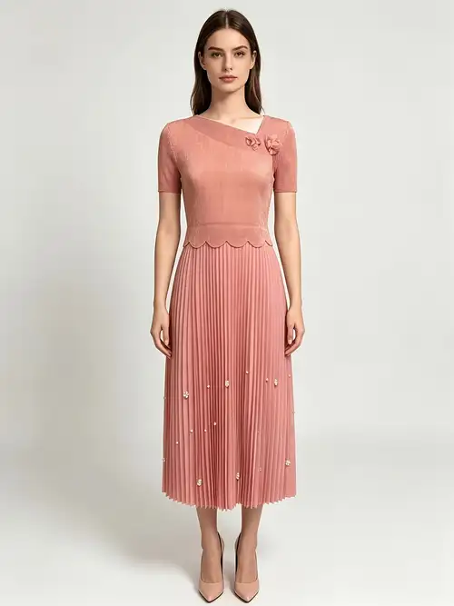 navy blue dress with pink accessories The Staycationer: Pink & Navy