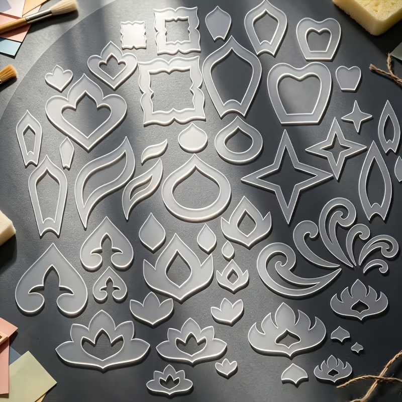 TEMU Set de 54 pièces de pochoirs mandala en PET transparent pour création DIY - 14 de base, 4 intérieurs extra- et 3 tailles - Parfait pour la