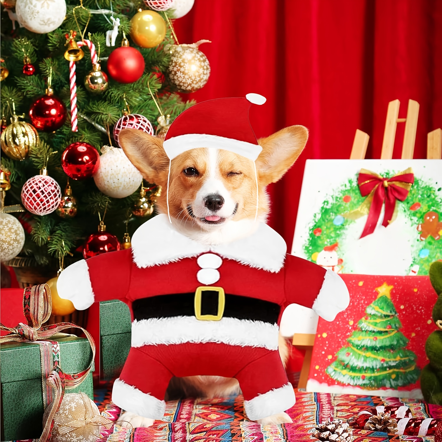 dog christmas fancy dress Santa Dog Costume: Festive Christmas Pet Outfit With Hat