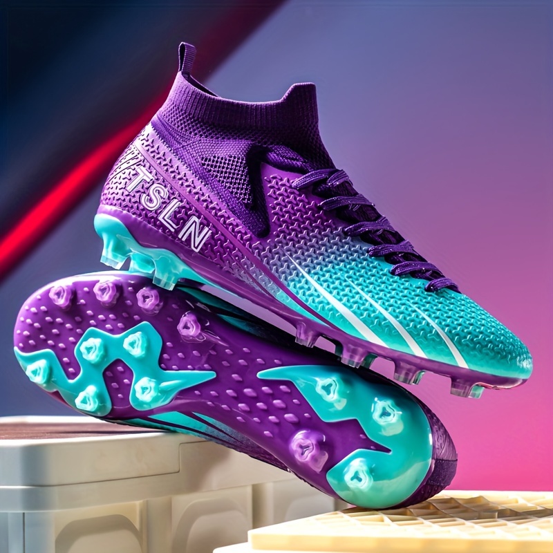 Men's High-Top Soccer Cleats – Pink Ombre Football Shoes For Men, Women, Youth, Unisex Outdoor Play